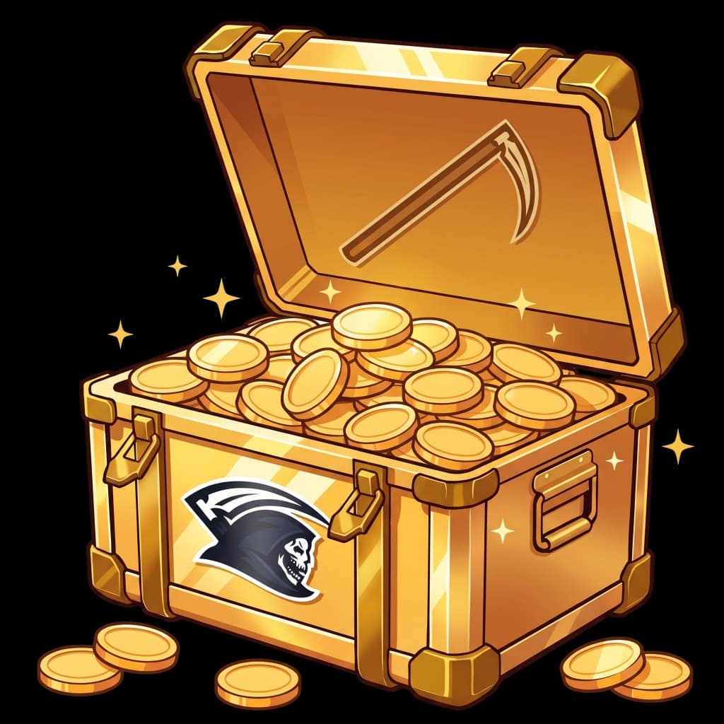 Treasure chest of gold coins